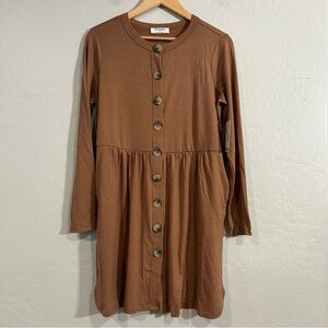 Zenana Babydoll Cardigan Dress‎ Brown Long Sleeve Soft Stretchy 2X NWT Plus